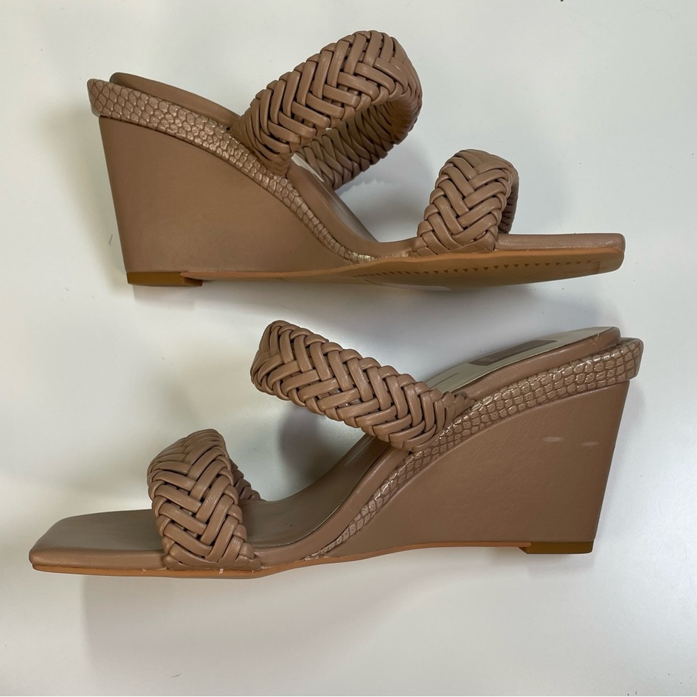 DOLCE VITA Sahale Braided Wedge Sandals Cafe Brown Square Toe Size 7 Boho Chic - Picture 5 of 11